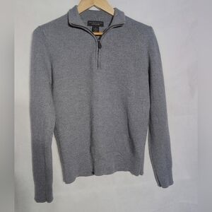 Bloomingdales The Men's Store Merino Wool Sz L Gray Zip-Up Sweater